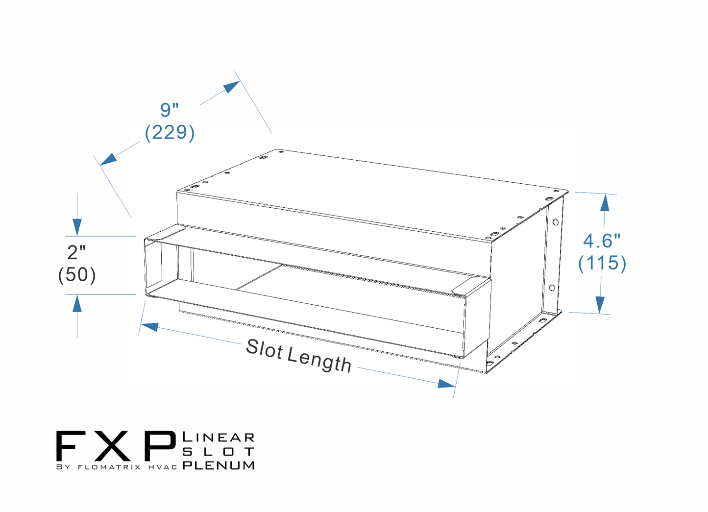 2 inch slot width plenum dimensions drawing