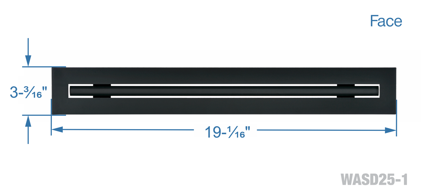 FLO-MATRIX  18"x2" Linear Slot Diffuser 1" (25mm) 1-Slot - Matte Black WASD25-1